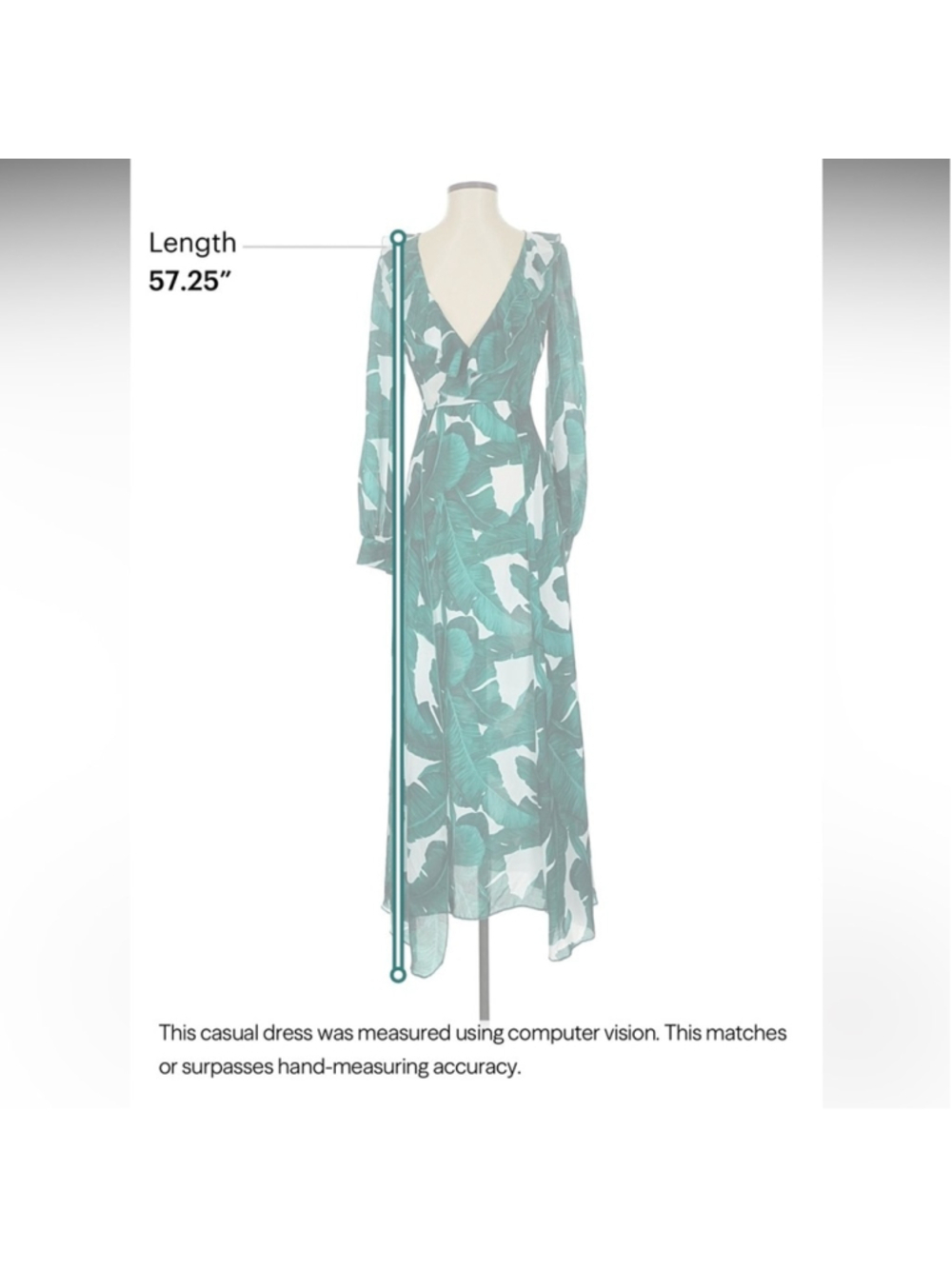 Miss Ord Elegant Green Leaf Print Maxi Dress - Picture 5 of 7
